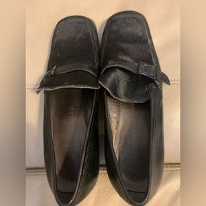 Enzo Angiolini Black Heel Loafer with Pony Hair Black SZ 8